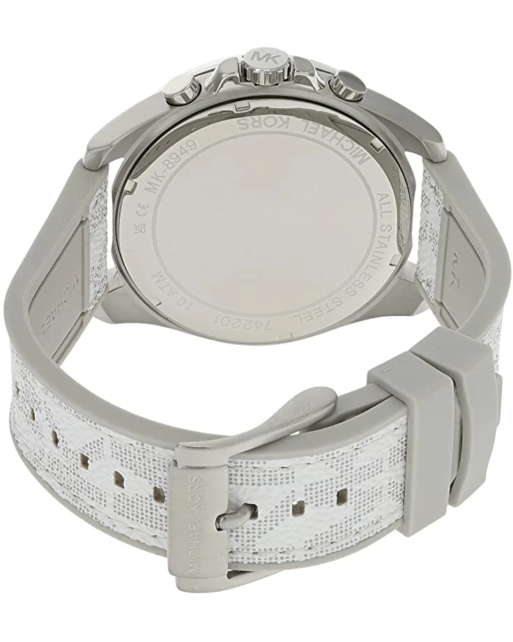 61RWzL3MBoL._AC_SR736920_.jpg Michael Kors MK8949 - Brecken Chronograph Silicone Strap with Optic White PVC Inlay Watch | Fashion Watches -Michael Kors Sales Shop 61RWzL3MBoL. AC SR736920