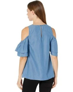 MICHAEL Michael Kors Tencel Cold-Shoulder Ruffle Top | Shirts & Tops -Michael Kors Sales Shop 7135Rnana9L. AC SR736920