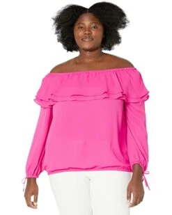 MICHAEL Michael Kors Plus Size Ruffle Peasant Top | Shirts & Tops -Michael Kors Sales Shop 716C 9EMMPL. AC SR736920