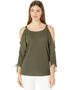 MICHAEL Michael Kors Waffle Ruche Sleeve Top | Shirts & Tops -Michael Kors Sales Shop 716PyXgRpL. AC SR736920