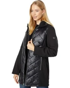 MICHAEL Michael Kors Mixed Softshell and Quilted Puffer M525378FZ | Coats & Outerwear