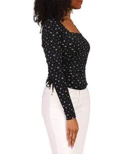 MICHAEL Michael Kors Petite Floral Square Neck Ruched Long Sleeve Top | Shirts & Tops -Michael Kors Sales Shop 71YaddXwkL. AC SR736920