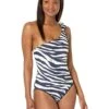 MICHAEL Michael Kors Reversible Zebra Reversible One Shoulder One-Piece | Swimwear