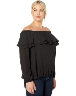 MICHAEL Michael Kors Plus Size Ruffle Peasant Top | Shirts & Tops -Michael Kors Sales Shop 71a7NwAEUrL. AC SR736920