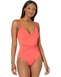 MICHAEL Michael Kors Iconic Solids Sash Logo Trim V-Neck One-Piece with Removable Soft Cups | Swimwear -Michael Kors Sales Shop 71aRlnnWRzL. AC SR736920