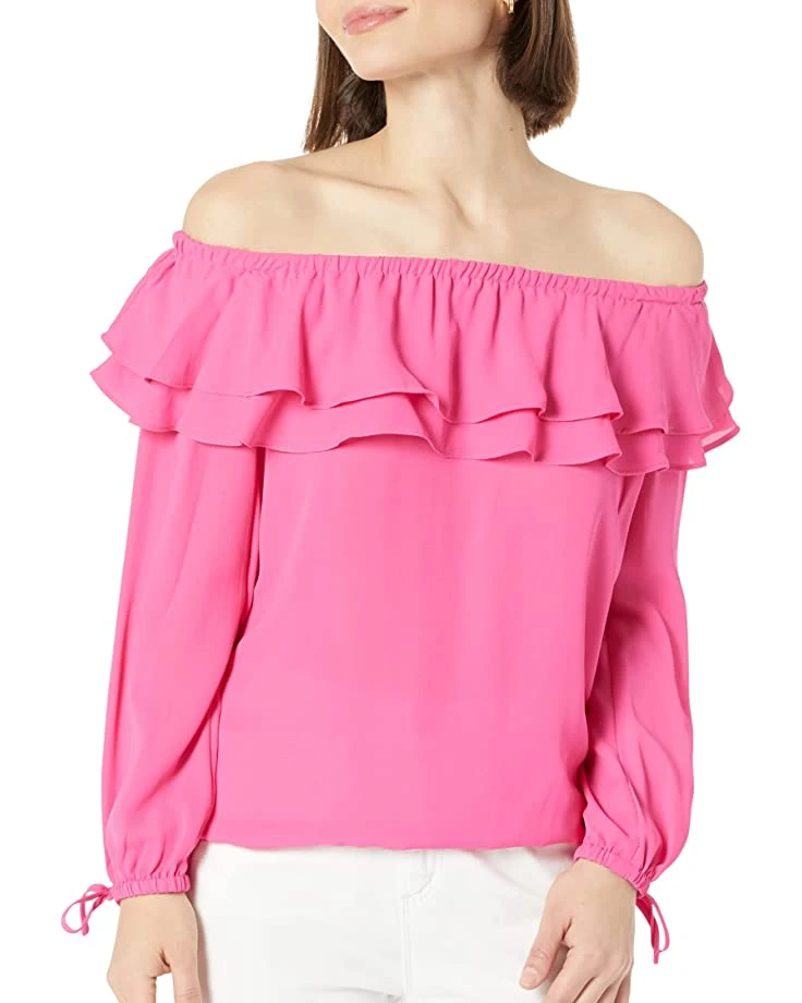 71i1KK1l44L._AC_SR736920_.jpg MICHAEL Michael Kors Petite Ruffle Peasant Top | Shirts & Tops -Michael Kors Sales Shop 71i1KK1l44L. AC SR736920