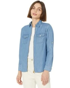 MICHAEL Michael Kors Petite Tencel Dog Tag Top | Shirts & Tops