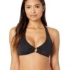 MICHAEL Michael Kors Iconic Solids Logo Ring Halter Bikini Top | Swimwear