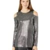 MICHAEL Michael Kors Foil Rib Long Sleeve Cold-Shoulder Top | Shirts & Tops