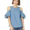 MICHAEL Michael Kors Petite Tencel Cold-Shoulder Ruffle Top | Shirts & Tops