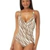 MICHAEL Michael Kors Diagonal Belt Print Logo Ring Surplus One-Piece | Swimwear
