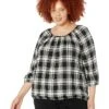MICHAEL Michael Kors Plus Size Buffalo Check Peasant Top | Shirts & Tops