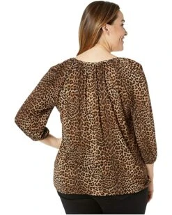 MICHAEL Michael Kors Plus Size Leopard Peasant Top | Shirts & Tops -Michael Kors Sales Shop 9193QI1ULBL. AC SR736920