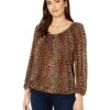 MICHAEL Michael Kors Core Per Leopard Peasant Top | Shirts & Tops