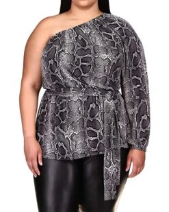 MICHAEL Michael Kors Plus Size Snake One Shoulder Tunic | Shirts & Tops